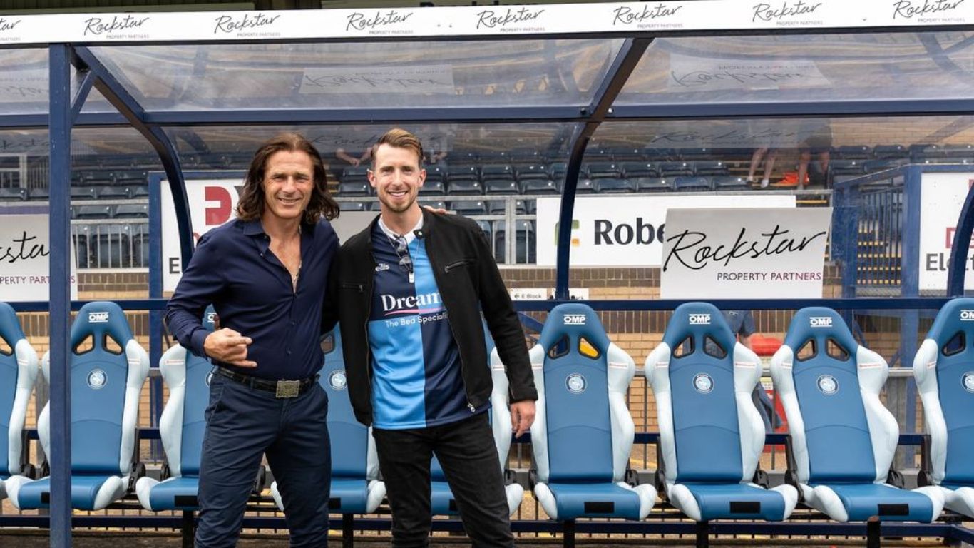 Rockstar Property photographed with Gareth Ainsworth, club manager of Wycombe Wanderers FC.